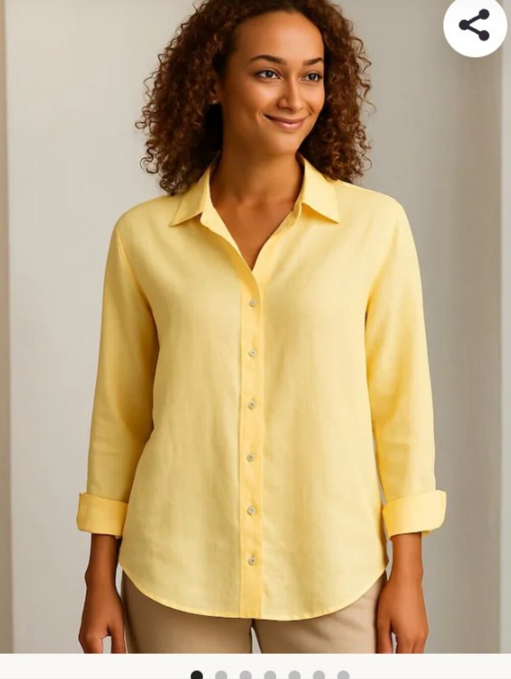 Talbots Pale Yellow Linen Button-Down Shirt
